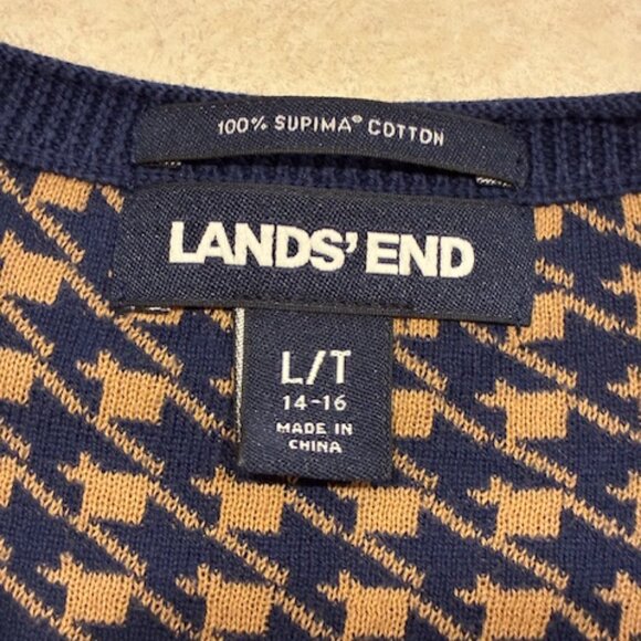 Lands End Women's Tall 100% Supima Cotton Herringbone Cardigan Sweater Size LT - Picture 4 of 6